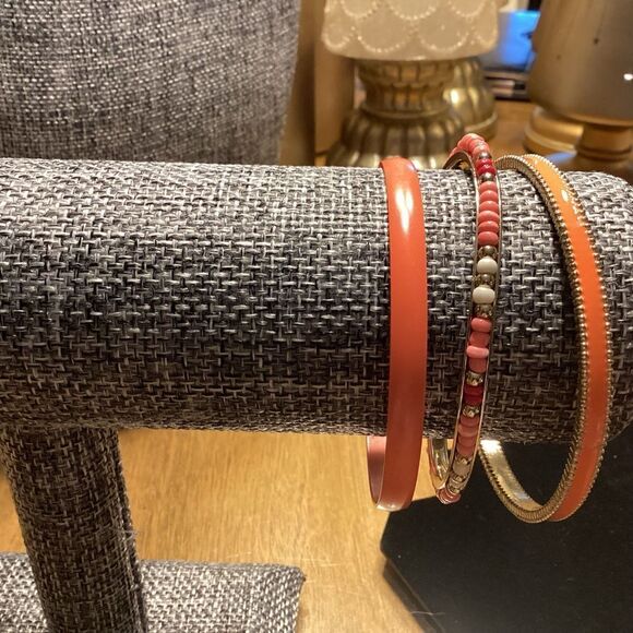 Set of 3 Bangle Bracelets in Orange - Picture 9 of 9